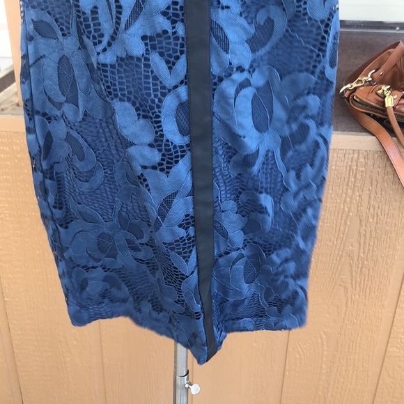 Beautiful Blue Lace Dress by Tart, with faux black Leather & Zipper on the back - Picture 13 of 15